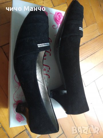 Дамски обувки велур с токче 35, снимка 4 - Дамски обувки на ток - 36907229