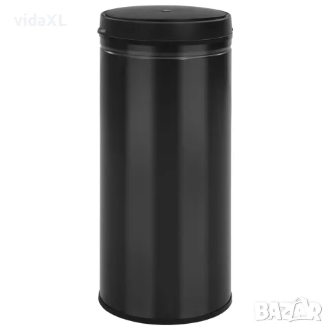vidaXL Кош за смет с автоматичен сензор 80 л въглеродна стомана черен（SKU: 322703）, снимка 2 - Кошове за боклук и контейнери - 56109292
