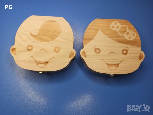 Дървена кутия за детски зъбки с отделения за всеки зъб 