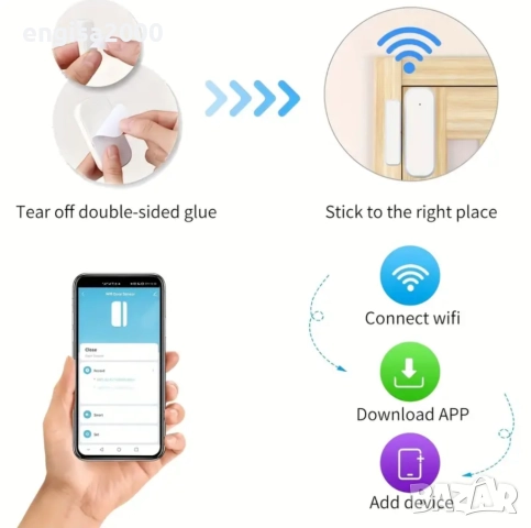 Умен Магнитен Сензор за Врата с WiFi, снимка 2 - Друга електроника - 52324955