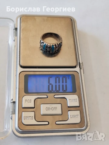 Сребърен пръстен с тюркоаз , снимка 5 - Пръстени - 50734849