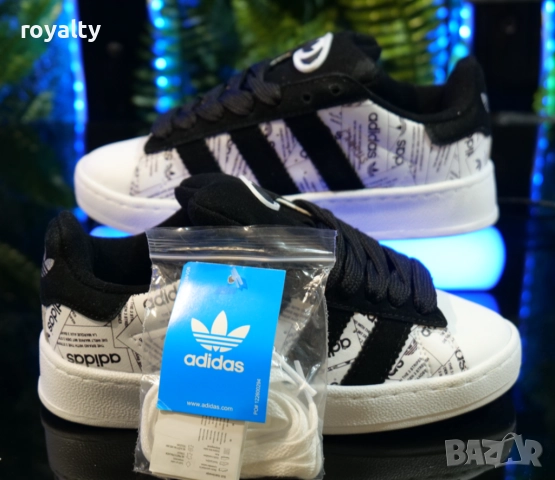 Дамски Кецове Adidas Campus - Цвят - Бяло и черно, снимка 2 - Маратонки - 51940272