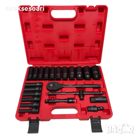 Гедоре комплект Stahlmayer 23 части 1/2" CR-MO ударни вложки, снимка 3 - Аксесоари и консумативи - 53905895