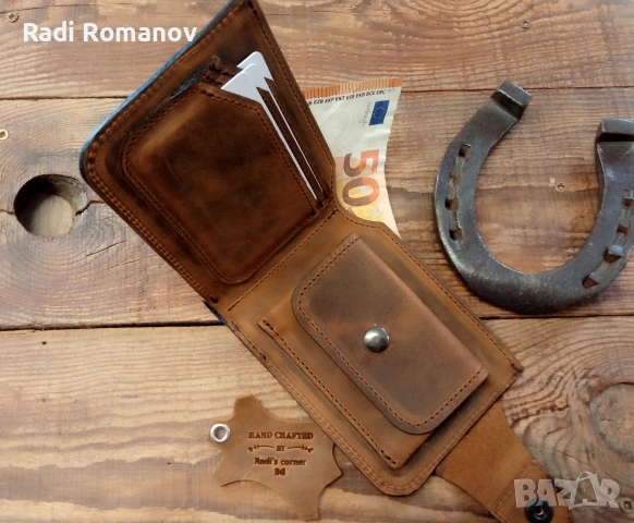 Ръчно изработен мъжки кожен портфейл , снимка 2 - Портфейли, портмонета - 53025864