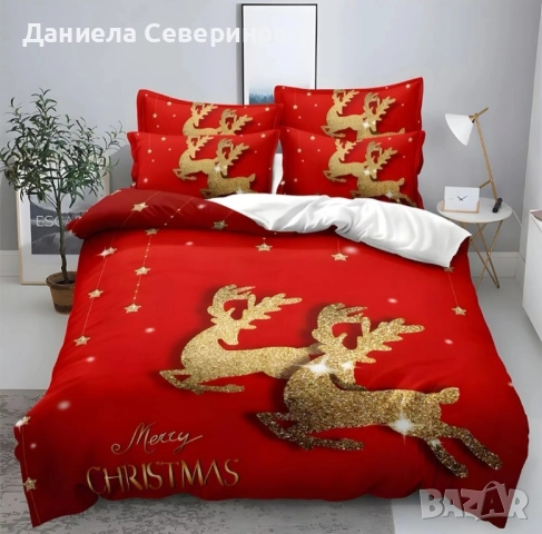 Двулицев коледен спален комплект (Реално изображение) 6 части 