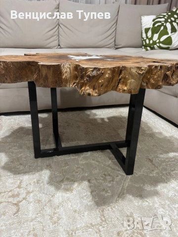 Маса от маслиново дърво и епоксидна смола – уникат, снимка 5 - Маси - 53212658