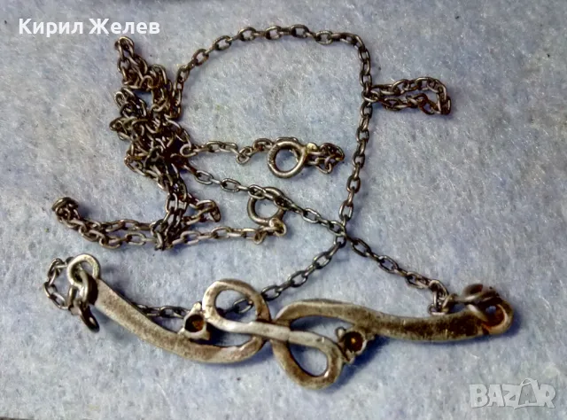 Старо АР НУВО СТИЛ СРЕБЪРНО КОЛИЕ СРЕБРО 950 с ЮВЕЛИРНО ФАСЕТИРАНИ ИСКРЯЩИ ЦИРКОНИ 49369, снимка 6 - Антикварни и старинни предмети - 48901263