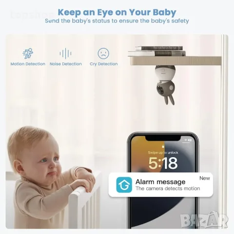 Нова, Проверена Камера Бебефон ieGeek Baby 1T (Смарт HD Камера)  , снимка 2 - Бебефони - 56119120