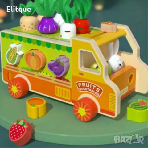 Дървен монтесори сортер,камионче, снимка 6 - Образователни игри - 52742630