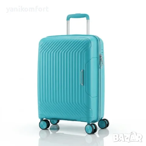 Куфар за ръчен багаж 55x40x23 PP 88001 – твърд куфар с 4 колела и TSA заключване, снимка 3 - Куфари - 56200110