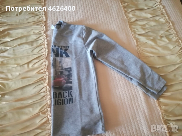 Продавам детска фланелка с дълък ръкав с надписи, снимка 3 - Блузи - 52106825