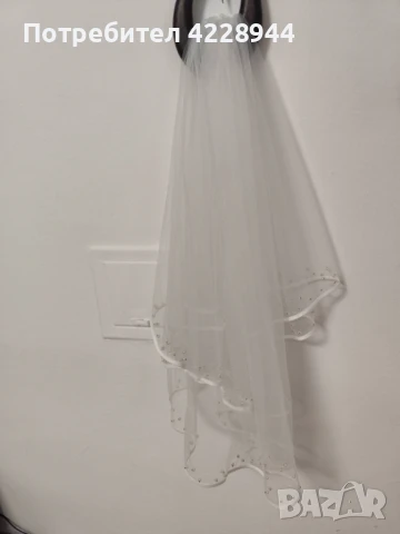Чисто бял воал за сватба 60-80 см, асиметричен, сватбен булчински було, снимка 7 - Сватбени аксесоари - 50958531