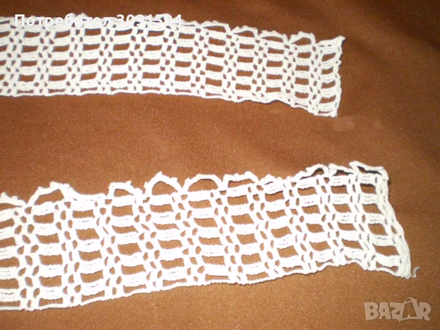 Реколта от 1930 г. Ретро ръчно плетена памучна лента 3 см х502 см, снимка 2 - Други ценни предмети - 48436320