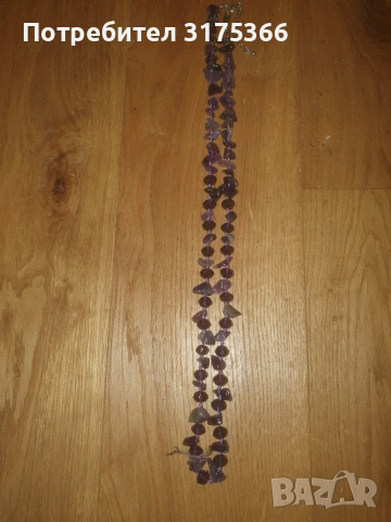 Дълъг гердан колие от натурален  шлифован аметист 7 -8 мм 