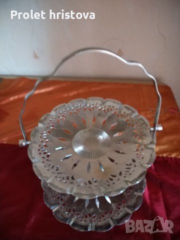 Елегантна, двуетажна фруктиера, алпака, за сладки или бонбони, снимка 2 - Аксесоари за кухня - 39767826