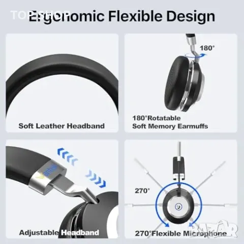 Нови Професионални безжични слушалки с микрофон за работа и Zoom, снимка 8 - Слушалки и портативни колонки - 49451041