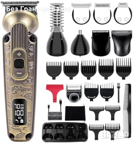 Нов Безжичен водоустойчив тример 8 в 1 LED дисплей 7000 RPM мъже бръснене косми