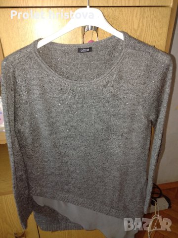 сив пуловер, с пайети, снимка 3 - Блузи с дълъг ръкав и пуловери - 42757149