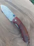 Японски сгъваем ловен нож DAMASKUS X10 с калъф от телешки бланк, снимка 5
