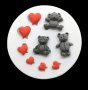 3 малки мечета мече и сърца сърце силиконов молд форма за украса торта с фондан, снимка 1 - Форми - 30701872