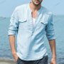 Мъжка едноцветна памучна риза с джобове, 3цвята , снимка 6