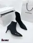 Balenciaga Луксозни Дамски Черни Боти Тип Чорап На Ток И Остри Връхчета Код SEM-709, снимка 1