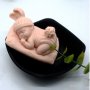 3D бебе с плетени заешки уши шапчица и гащички опашле на възглавница силиконов молд фондан гипс, снимка 9