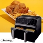 Фритюрник AirFryer Rosberg Premium, 1700W, 2съда x 4л., Горещ въздух, Таймер, до 200°C, Черен 2 ГОДИ, снимка 7