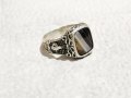 стар красив  мъжки сребърен пръстен, османски пръстен с голям  камък и  тугра,тура,  турски пръстен 