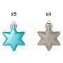 9 броя Комплект коледни звезди за елха, Тюркоаз и Шампан, 5см, снимка 2