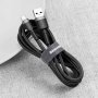 Кабел USB - Type C M/M 2m 3A Baseus CATKLF-CG1 Черна оплетка Quick Charge 3.0 Cable USB to Type-C, снимка 3