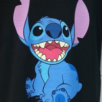 Нова черна детска тениска с дигитален печат Стич (Stitch), снимка 3 - Детски тениски и потници - 38168214