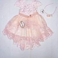 Детска рокля в розово с диадема, снимка 1 - Бебешки рокли - 36829028