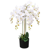 vidaXL Изкуствена орхидея със саксия 75 см бяла（SKU:244425, снимка 1 - Стайни растения - 44678052