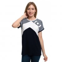 Дамска елегантна моряшка блуза с къс ръкав и панделка, снимка 6 - Тениски - 30313549
