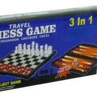 Комплект 3 в 1 класически настолни игри - шах, дама и табла. Комплектът е много удобен при пътувания, снимка 1 - Шах и табла - 31574341
