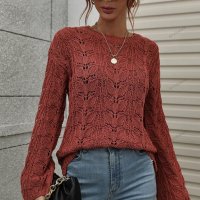 Дамски свободен пуловер с кръгло деколте, 3цвята - 023, снимка 3 - Блузи с дълъг ръкав и пуловери - 42926721
