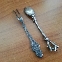 Посребрени лъжичка и виличка , снимка 3 - Антикварни и старинни предмети - 39470943