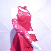 Детска рокля за спортни танци в червен цвят с дантела и гол гръб, снимка 8 - Детски рокли и поли - 42804872
