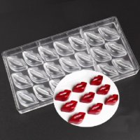 21 бр 3d устни устна уста пластмасова форма Поликарбонатна отливка калъп за Шоколадови бонбони, снимка 2 - Форми - 37071446