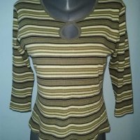 Памучна блуза в зелено райе "zabaione"® / унисайз , снимка 2 - Блузи с дълъг ръкав и пуловери - 30400587