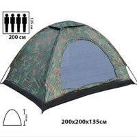 Камуфлажна палатка за къмпинг (200x200x130 см.) – 4 човека, снимка 5 - Палатки - 40772257
