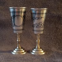 Сребърни сребро с позлата и ниело чифт руски кавказки чашки чаша, снимка 1 - Антикварни и старинни предмети - 39567489