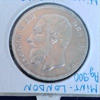 Монета Белгия - 5 Франка 1872 г. Леополд II - Сребро, снимка 2 - Нумизматика и бонистика - 31540151