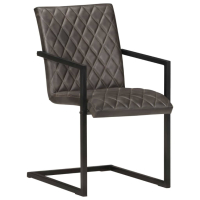 Конзолни трапезни столове, 2 бр, сиви, естествена кожа, снимка 3 - Столове - 44583490