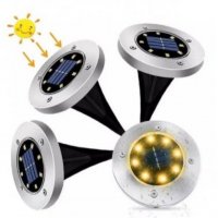 New Комплект соларни лампи с 8 диода Disk Light 4бр комплект