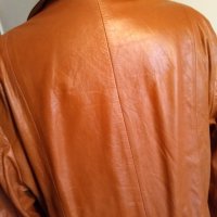 2 в 1 ЕСТЕСТВЕНА КОЖА дамско кожено манто с две лица - черен и оранжев цвят, снимка 8 - Палта, манта - 19382930
