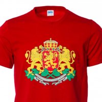 Нова детска червена тениска с релефен трансферен печат Герб на България, снимка 2 - Детски тениски и потници - 30083204