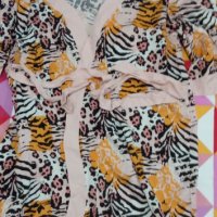 Нов Дамски Халат  С М Л ХЛ с връзки в тигрова окраска, снимка 2 - Нощници - 42788113