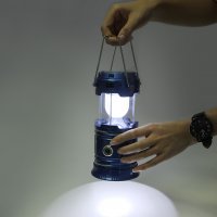1735 Сгъваем соларен фенер за къмпинг лампа с дръжка 6 Led диода + 1W, снимка 8 - Къмпинг осветление - 30350466